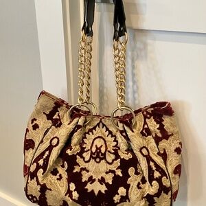 Glenda Gies- Millie-Chain Shoulder bag- Merlot and Gold-NEW! Retired